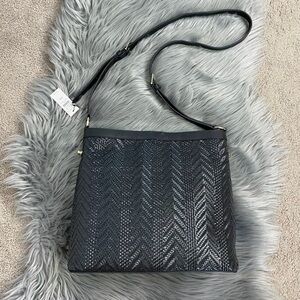 New Talbots Woven Convertible Shoulder Crossbody Bag in Black